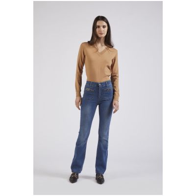 Cafènoir JJ0116 Pantalone in tela denim super stretch flare