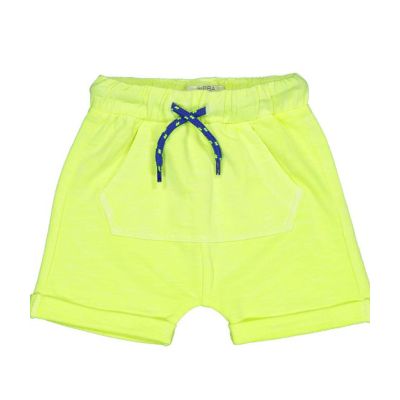 Birba 999 81029 00 Bermuda neonato in felpa fluo giallo con cordino blu