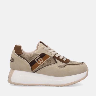 Sneakers donna Laura Biagiotti Beige con logature e fondo bianco 8708