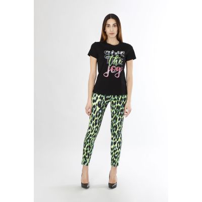 T-shirt CafèNoir con stampa multicolor e strass JT0131