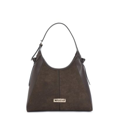 Borsa Hobo CafèNoir in materiale granoso ed effetto suede YA0702